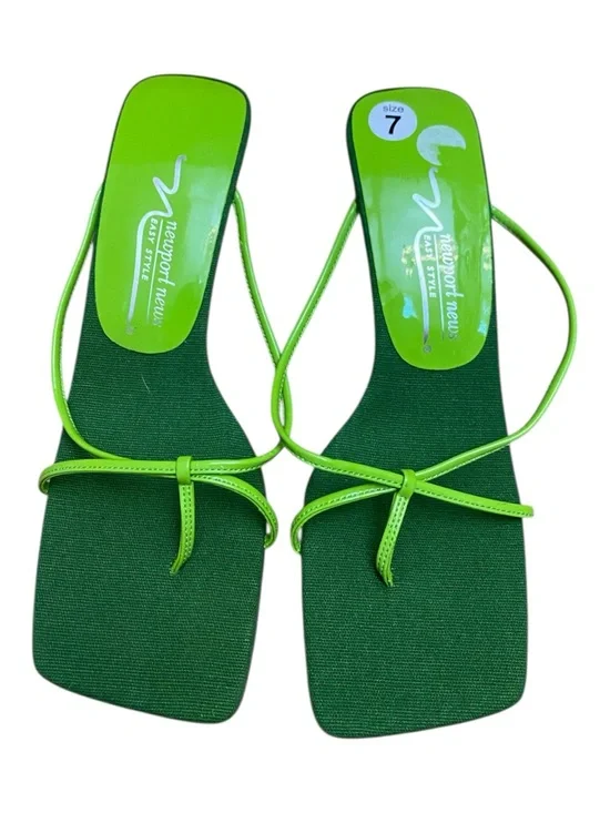 Newport News Lime Green Womens Square Toe Kitten Heel Shoe Y2k Style - Picture 2 of 8